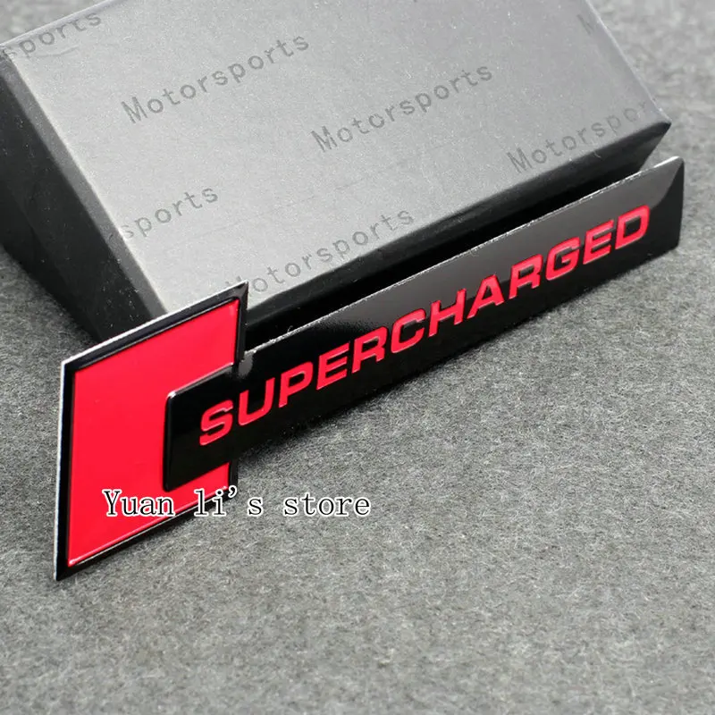 

10 Pcs 3d aluminum Supercharged Metal car Emblem Badge Sticker 109.8*27.1mm Car Styling