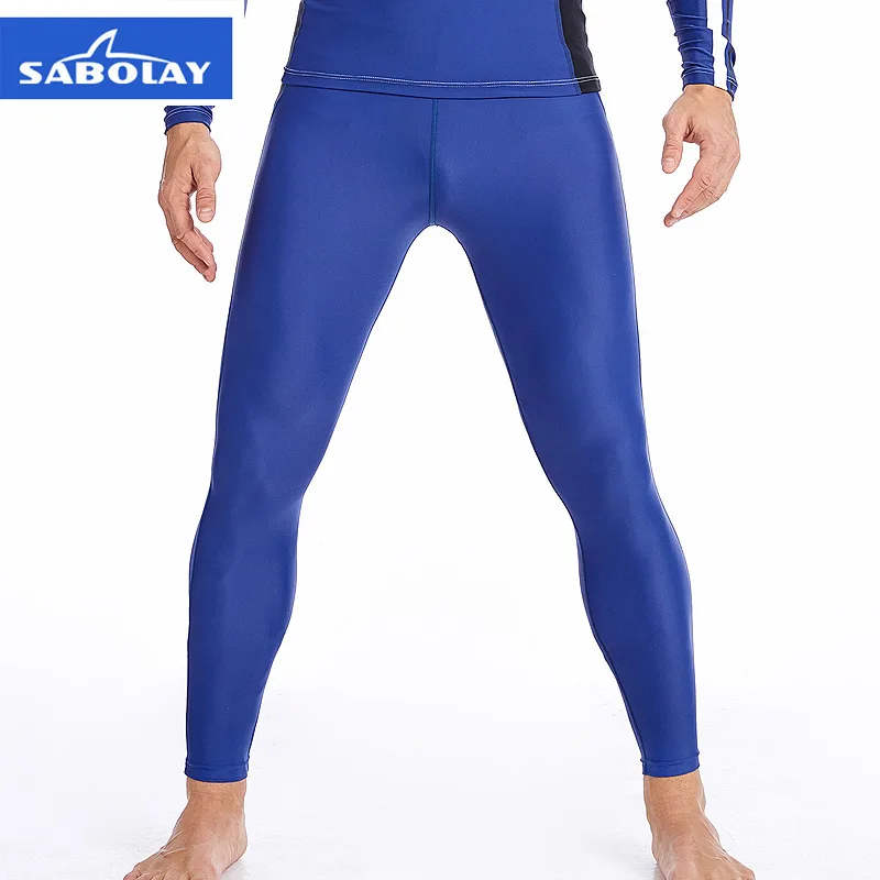 Only Pants SABOLAY для мужчин UPF50+ Рашгард с длинным рукавом рубашка для плавания Защита от УФ Защита от солнца базовые скины для серфинга Дайвинг футболка синего размера плюс 5XL - Цвет: Only Pants