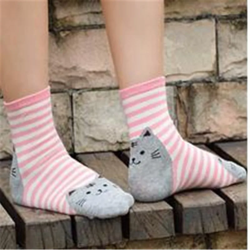 Женские короткие носки до щиколотки с изображением милого кота в стиле аниме