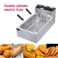 12l double cylinder electric fryer commercial electric deep fryer french fries machine oven pot hot pot fried chicken frying
