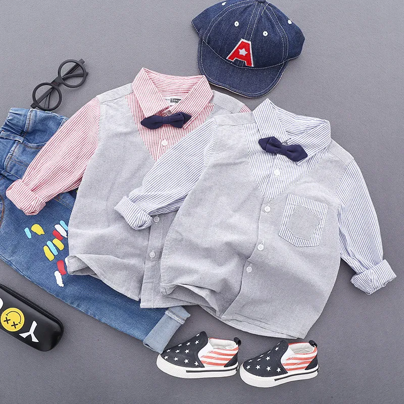 Рубашки для мальчиков хлопковая одежда детей школьная форма с длинными рукавами