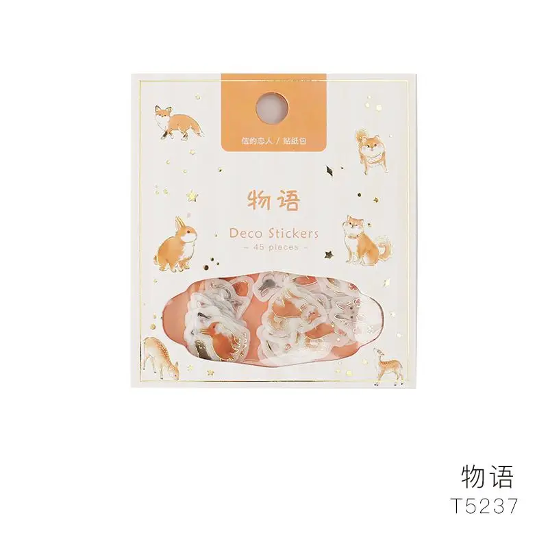 45pcs/pack Kawaii Paper Stationery Sticker Set Cute Animal Scrapbooking Diary Album Diy Craft Planner Decorative Label Sticker - Цвет: G