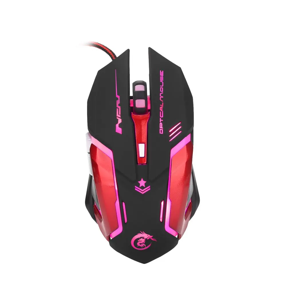 HXSJ H500 светодиодный оптическая игровая Мышь 6 программируемых клавиш 3200 Точек на дюйм игровой Мышь для портативных ПК USB Проводная макро игровая Мышь