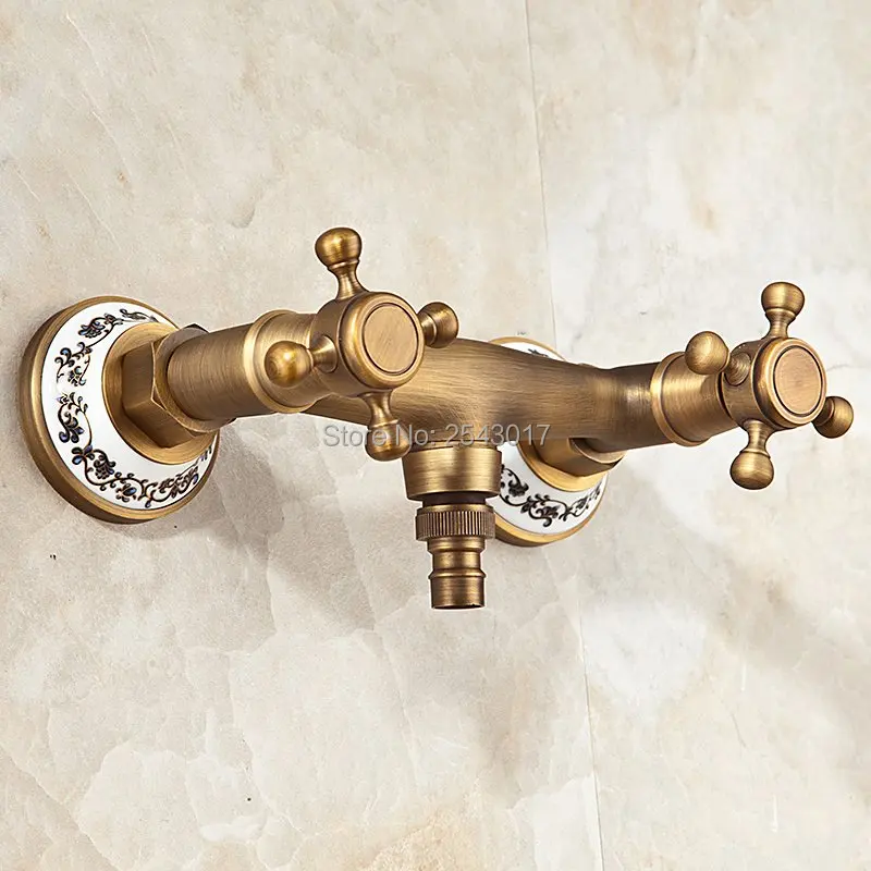 Смеситель для ванной и душа с двойной ручкой настенный кран стиральной машины