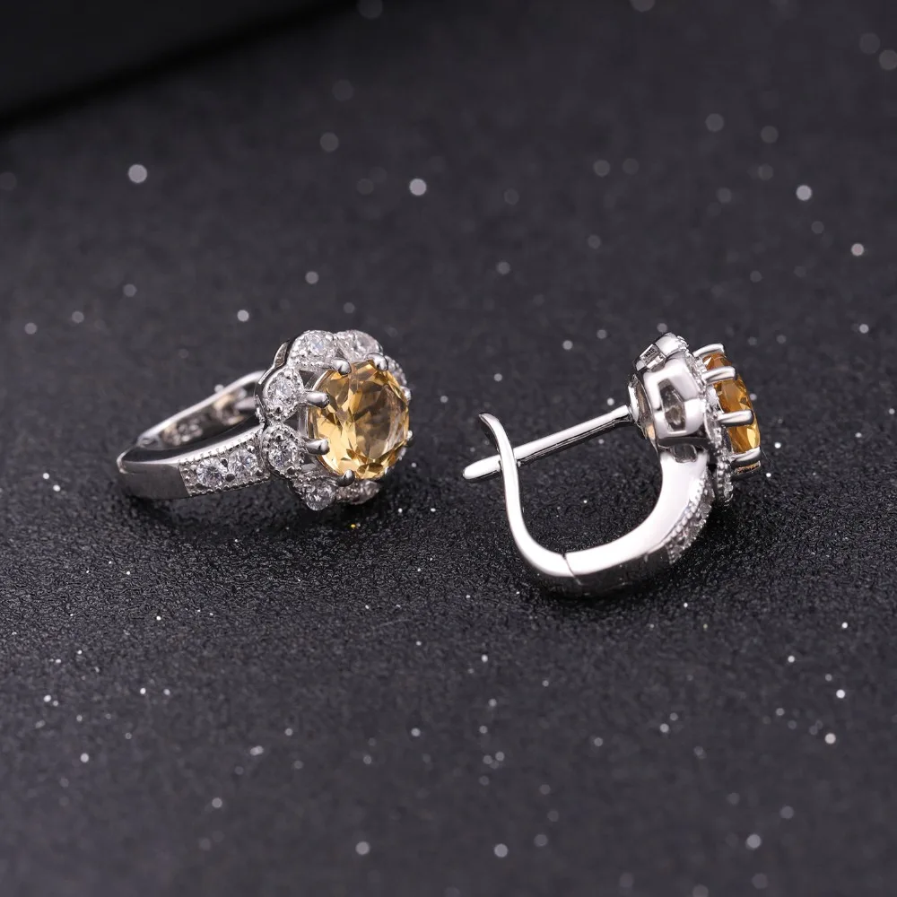 GEM'S BALLET 2.71Ct натуральный цитрин драгоценный камень серьги для женщин Классический 925 пробы Серебряный цветок серьги гвоздики хорошее ювелирное изделие