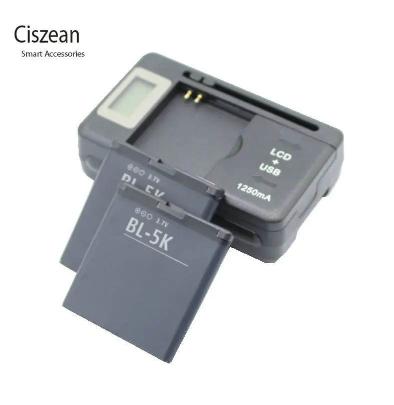Ciszean 2x BL-5K Замена Батарея + Универсальный Зарядное устройство для Nokia N85 N86 N87 8MP 701 X7