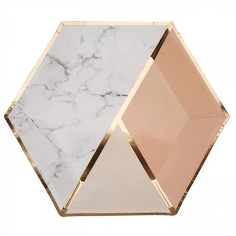 Blush Peach Disposable Tableware Foil Gold Paper Cup/ Marble Plates Napkins Table Decoration Wedding/Birthday/Party Supplies | Дом и сад