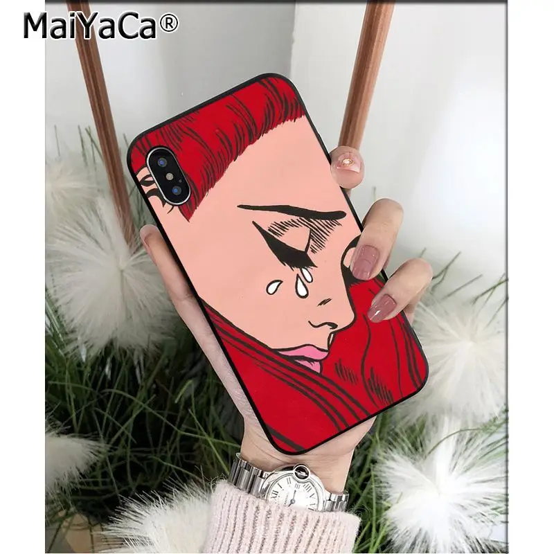 MaiYaCa Pop Art Cry черный мягкий чехол для телефона из ТПУ Apple iPhone 8 7 6 6S Plus X XS MAX 5 5S SE XR