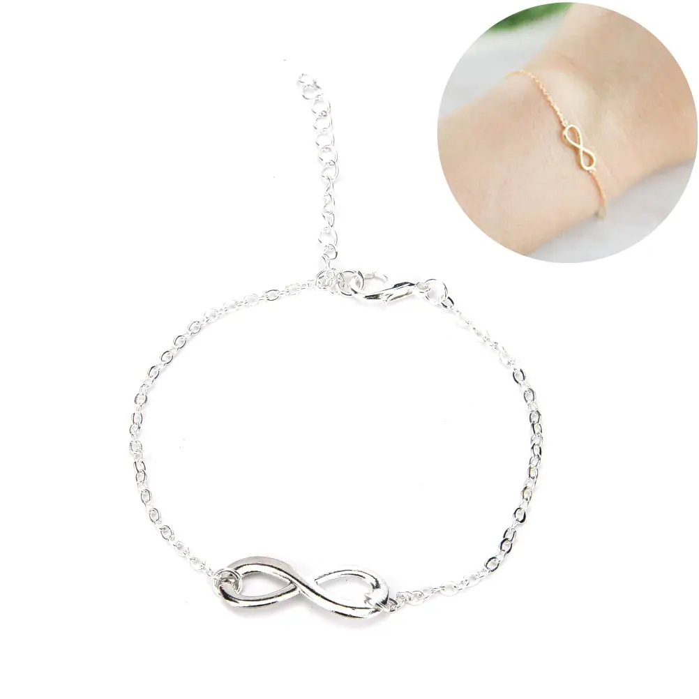 Женский браслет женский теннисный Infinity Link простой дизайн двойной Lucky Numbers 8