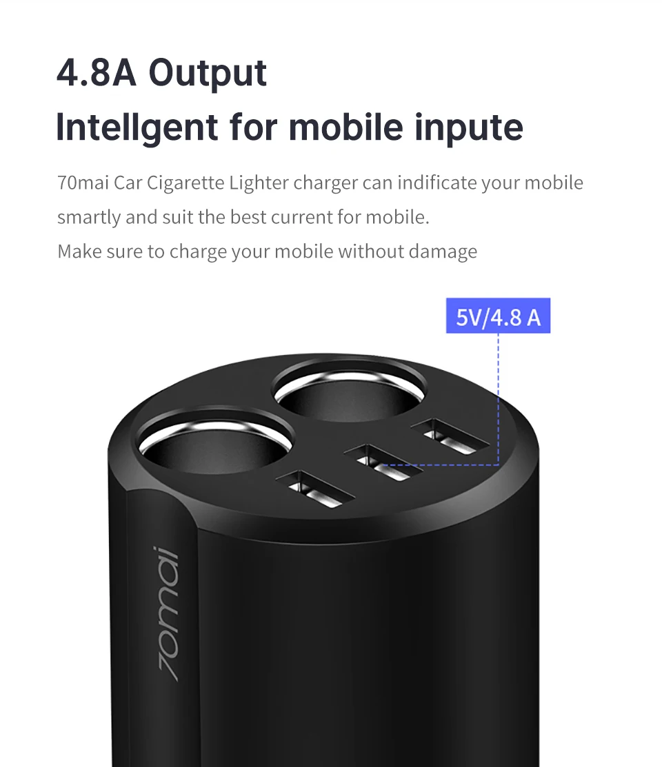 70mai розетка для автомобильного прикуривателя Pro 70mai USB Автомобильное зарядное устройство мульти Авто адаптер питания 70MAICar разветвитель для P30 для Mi9