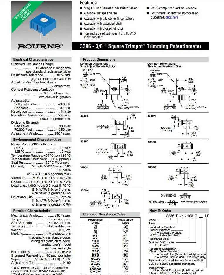 3386X с ручкой 1 K 2 K 5 K 10 K 20 K 50 K 100 K 200 K 500 K 1 M 100R 200R 500R подстроечный потенциометр для бурнов x 100 шт