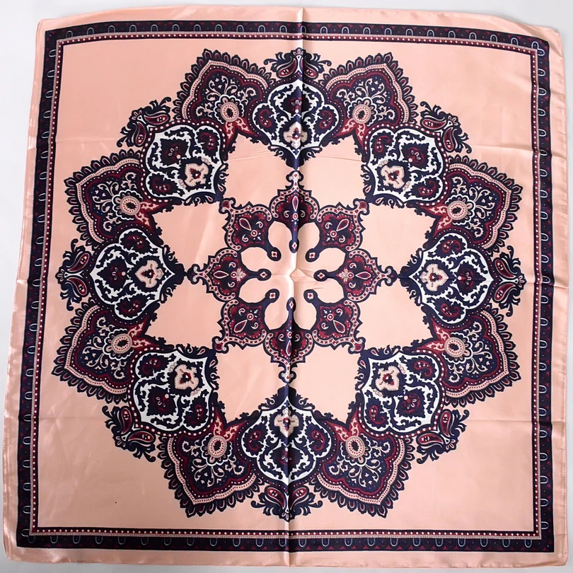 Женский атласный шарф [BYSIFA] квадратный цвета хаки шаль 90*90 см Турция осенне зимний