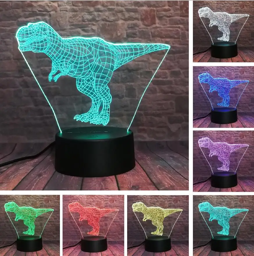 Style 2 Трицератопс динозавр 3D иллюзия Лампа 7 цветов Изменение дистанционного сенсорный светодиодный ночной Светильник дети Lampara Детские спальные декора подарки на Рождество - Испускаемый цвет: Style 2