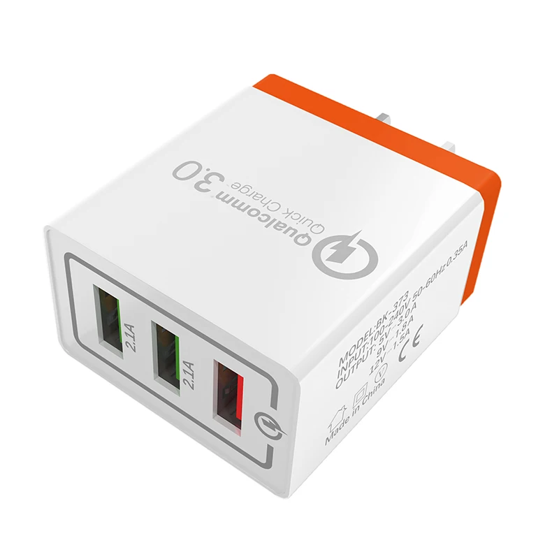 Быстрое USB зарядное устройство для телефона, высокое качество, 3 порта, для iPhone 7, 8, X, XR, универсальное 18 Вт USB зарядное устройство для мобильного телефона samsung s8 - Тип штекера: Fast charger Orange