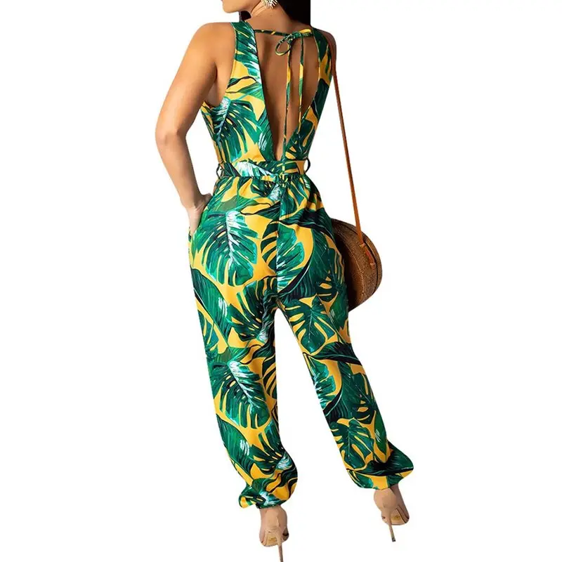 Летние офисные женские черные комбинезоны в африканском стиле для девочек