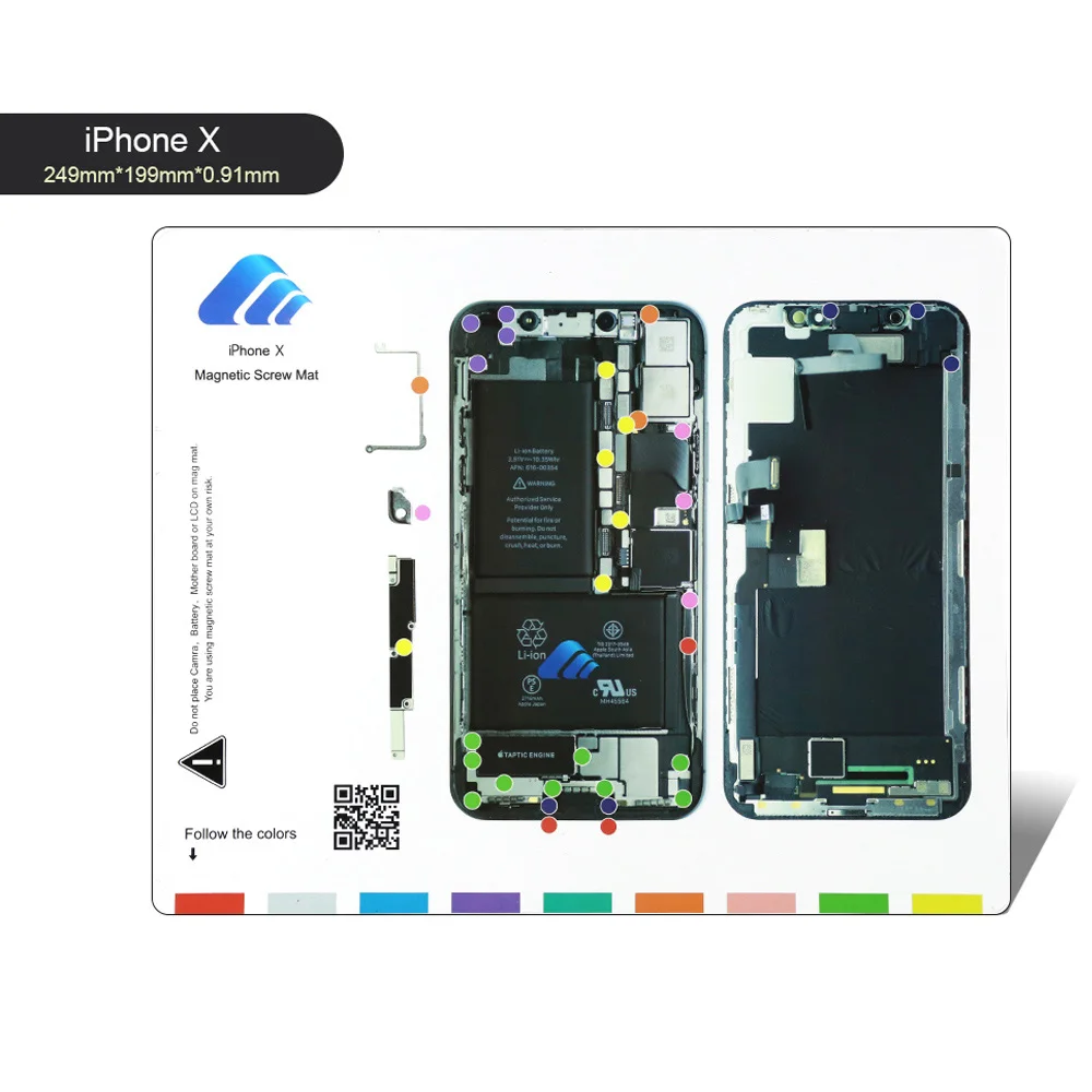 Профессиональный направляющий коврик для iPhoneX магнитный винтовой диаграмма