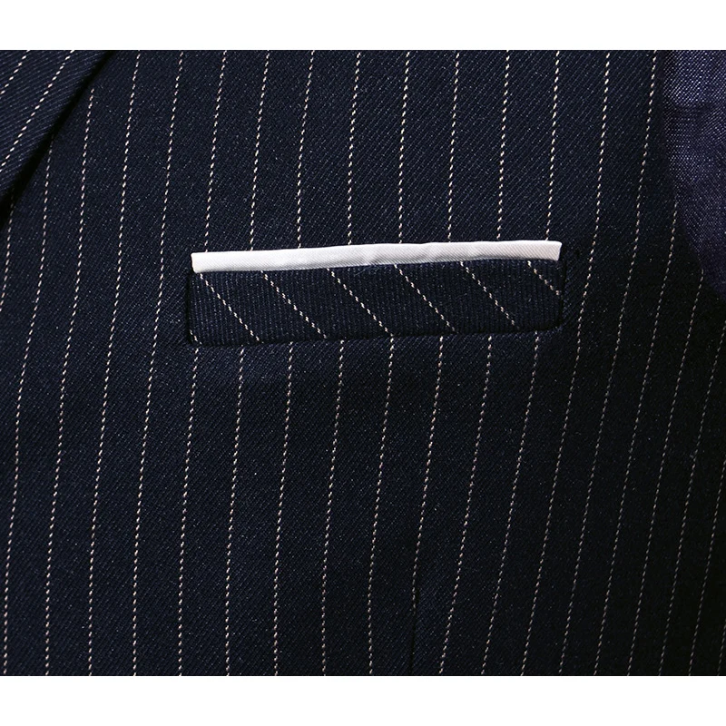 

Dandy Homme High Quality 2015 Men Autumn Fashion Super Slim Business Man Formal Wedding Groom Suits Vests Deep Blue Stripe vest