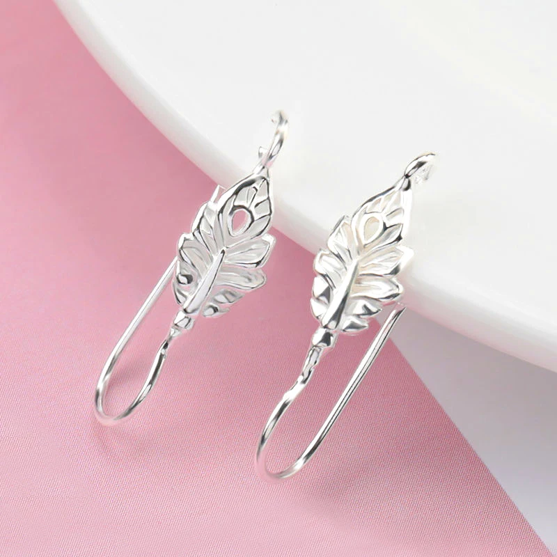 

A Pair 22x5.8mm 925 Sterling Silver Ear Wires Hooks Soild Silver Feather Earring Hooks For Jewelry Making Earring Accessories