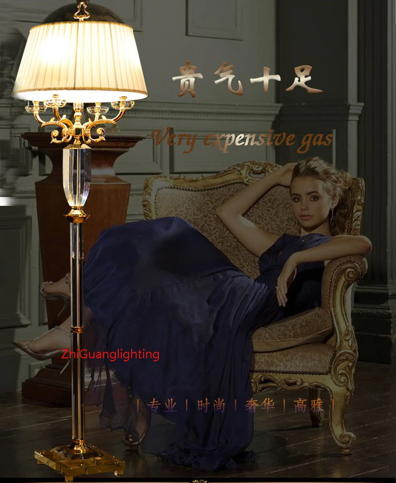 Европейская Хрустальная Напольная Лампа для гостиной роскошная вилла диван