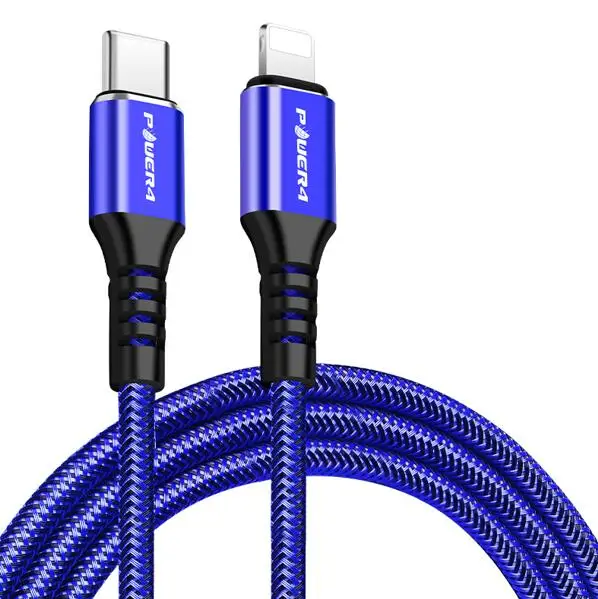 Power4 PD кабель для быстрой зарядки USB C для Lightning Apple Плетеный 18 Вт type-C USB кабель для iPhone 11 pro X XS Max 8 8plus - Цвет: C to Lightning Blue