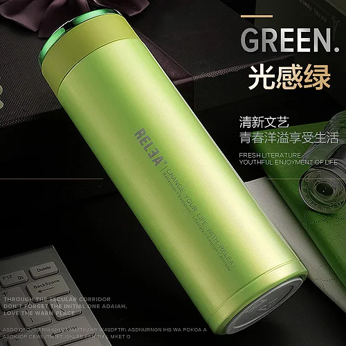 450ml light green 450 мл Вакуумный термос из нержавеющей стали для кофе, бутылка для воды, для офиса, для путешествий, туризма, двойной слой, термос, BPA бесплатно - Цвет: 450ml light green