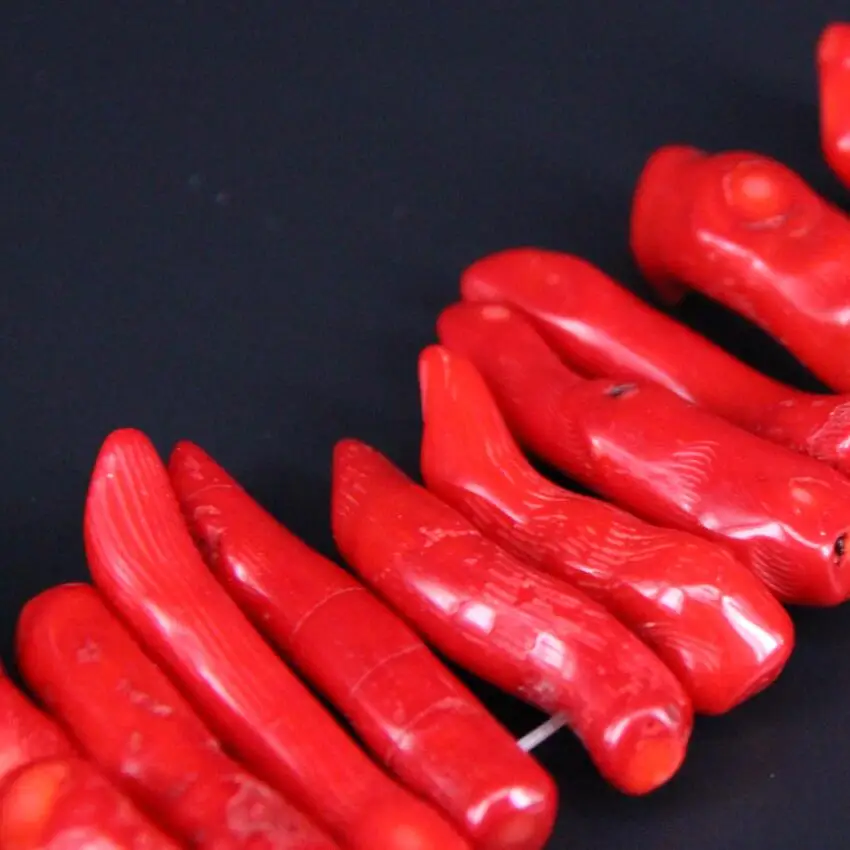 Натуральный Красный бамбуковый Коралл сверху просверленные бусины Чили Длинные