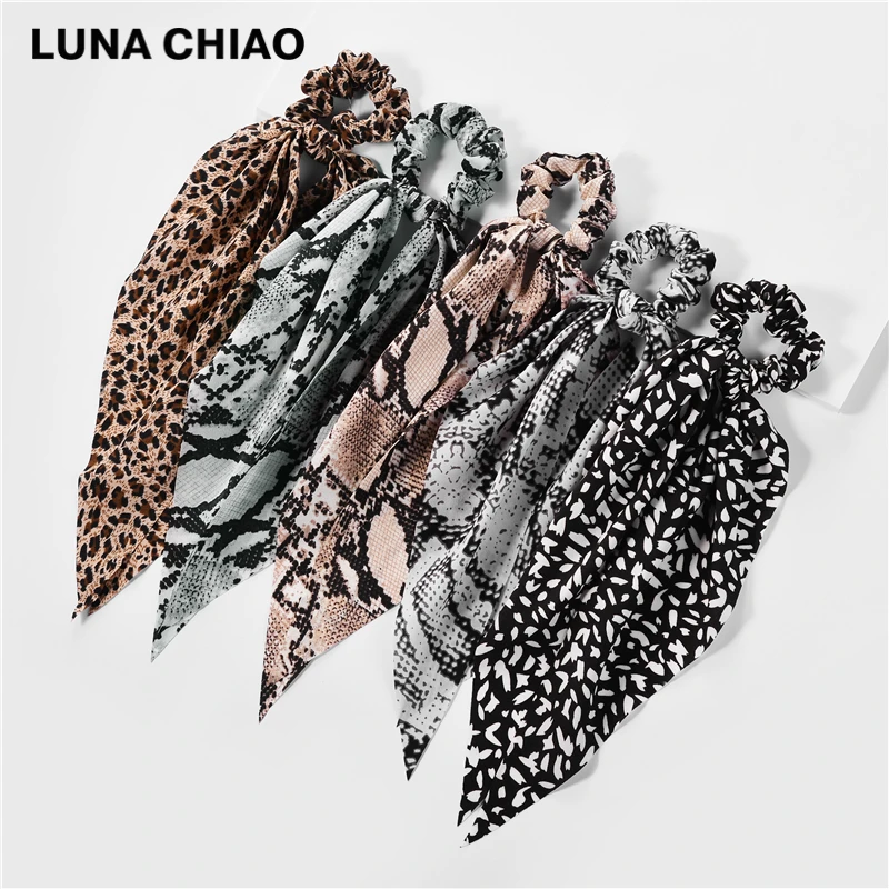 Шарф для волос LUNA CHIAO 5 шт./компл. леопардовые и змеиные узоры эластичные резинки с
