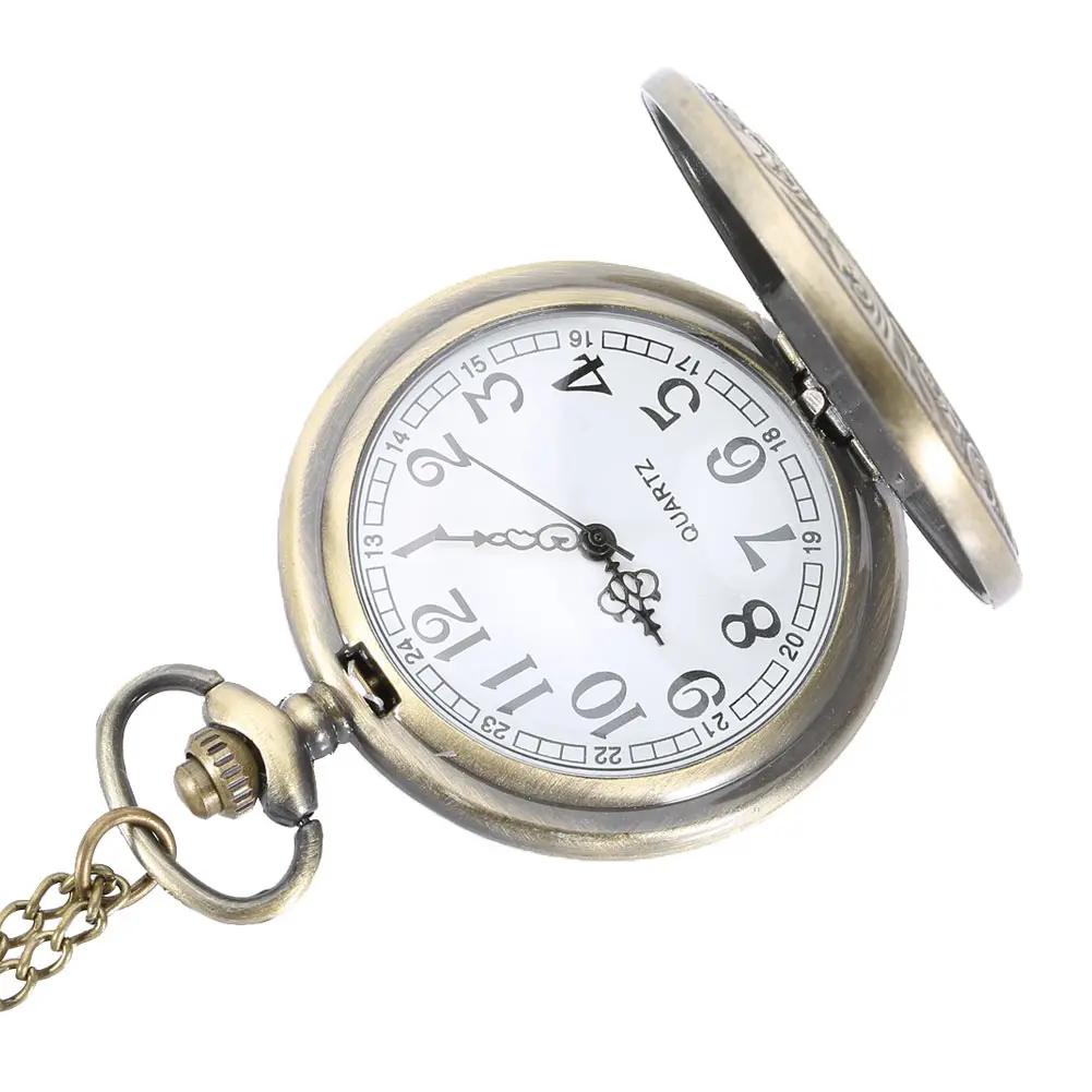 Карманные часы Fob с римскими цифрами винтажные кварцевые ожерелье подвеской