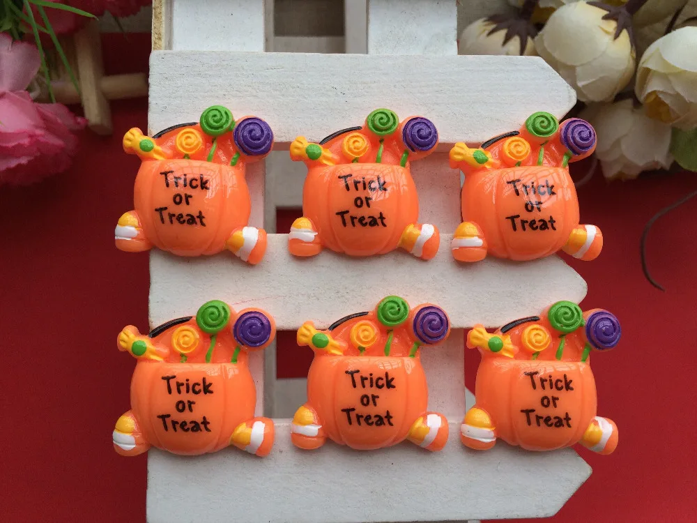 Бесплатная доставка! Смолы на Хэллоуин с надписью trick или treat смолы Flatback детей