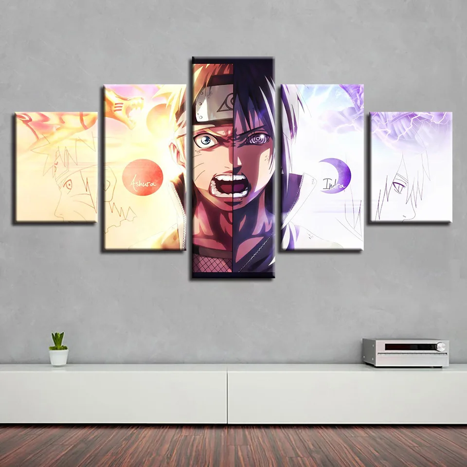 COLOMAC Modular Picture HD Print Canvas Painting 5Pieces Modern Home Room Decor Movie Poster Naruto Combination Bedside | Дом и сад