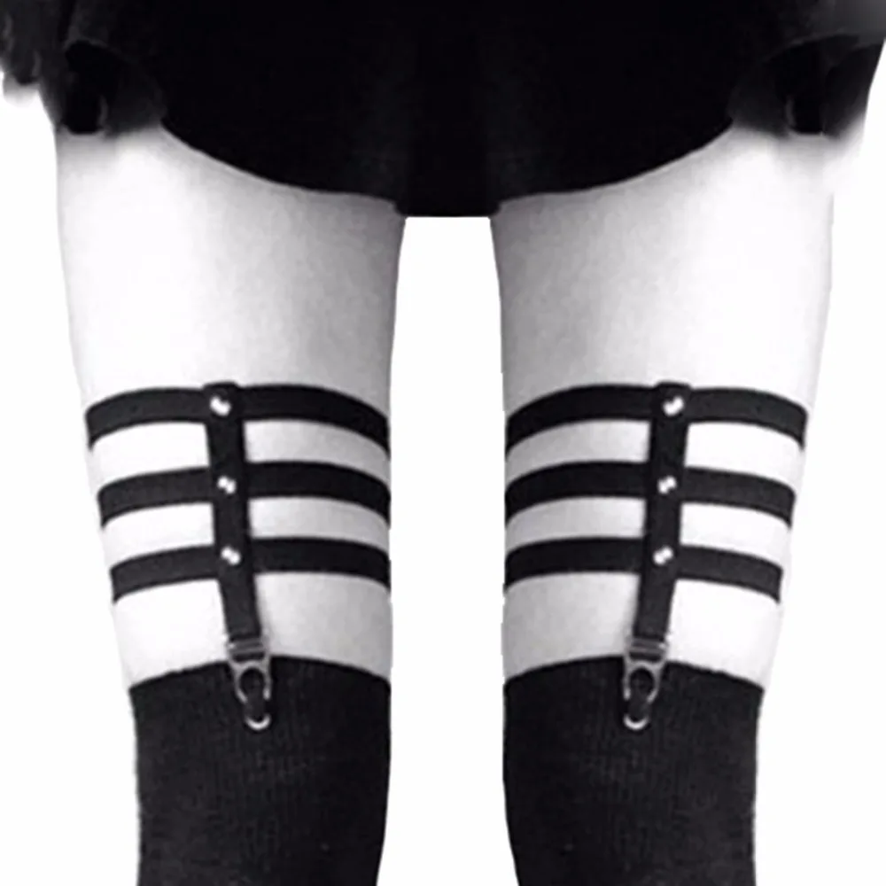 

Fashion Cosplay Sexy Suspender Belt Girls Harajuku Punk Gothic Garter Bet Women Elastic Rivets Thigh Leg Ring Garter