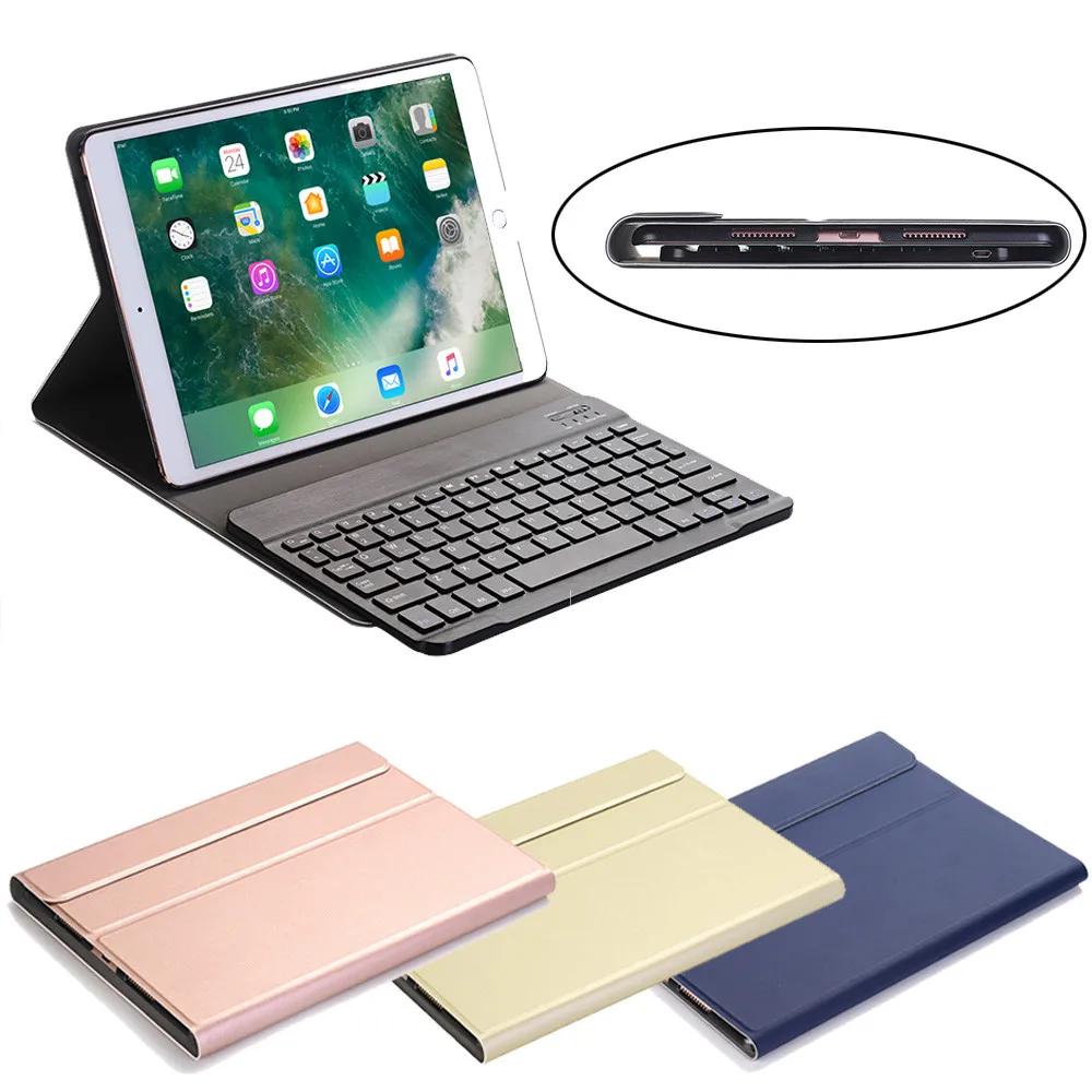 Беспроводная Bluetooth клавиатура для iPad Pro 10 5 дюймов алюминиевая + кожаный чехол