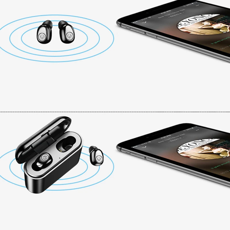 Мини беспроводные Bluetooth TWS наушники вкладыши с зарядным устройством водостойкая