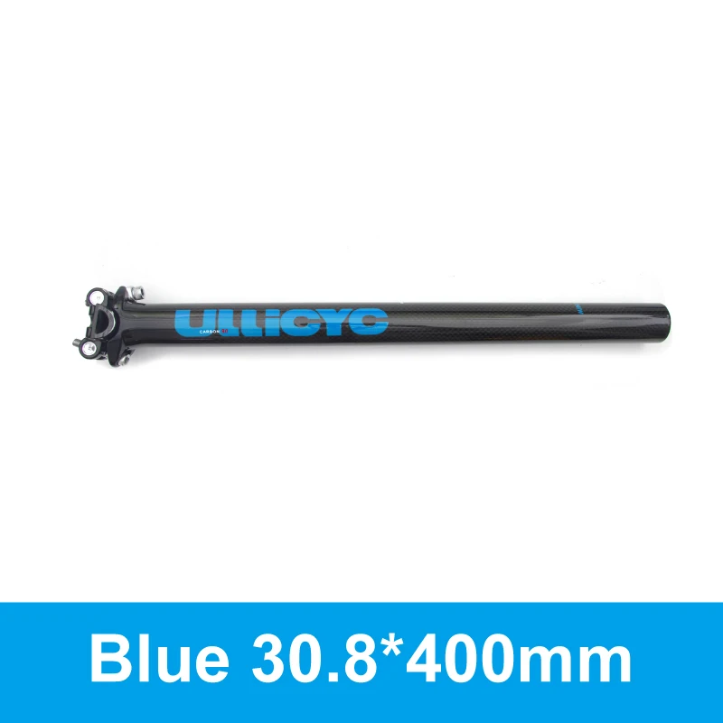 Blue 30.8X400mm Ullicyc труба из углеродистого волокна 3 K полностью из углеродного волокна, подседельный штырь для горного велосипеда Красочные горы/дорожный велосипед велосипедные стойки для сидения 27,2/30,8/31,6*350/400 мм - Цвет: Blue 30.8X400mm