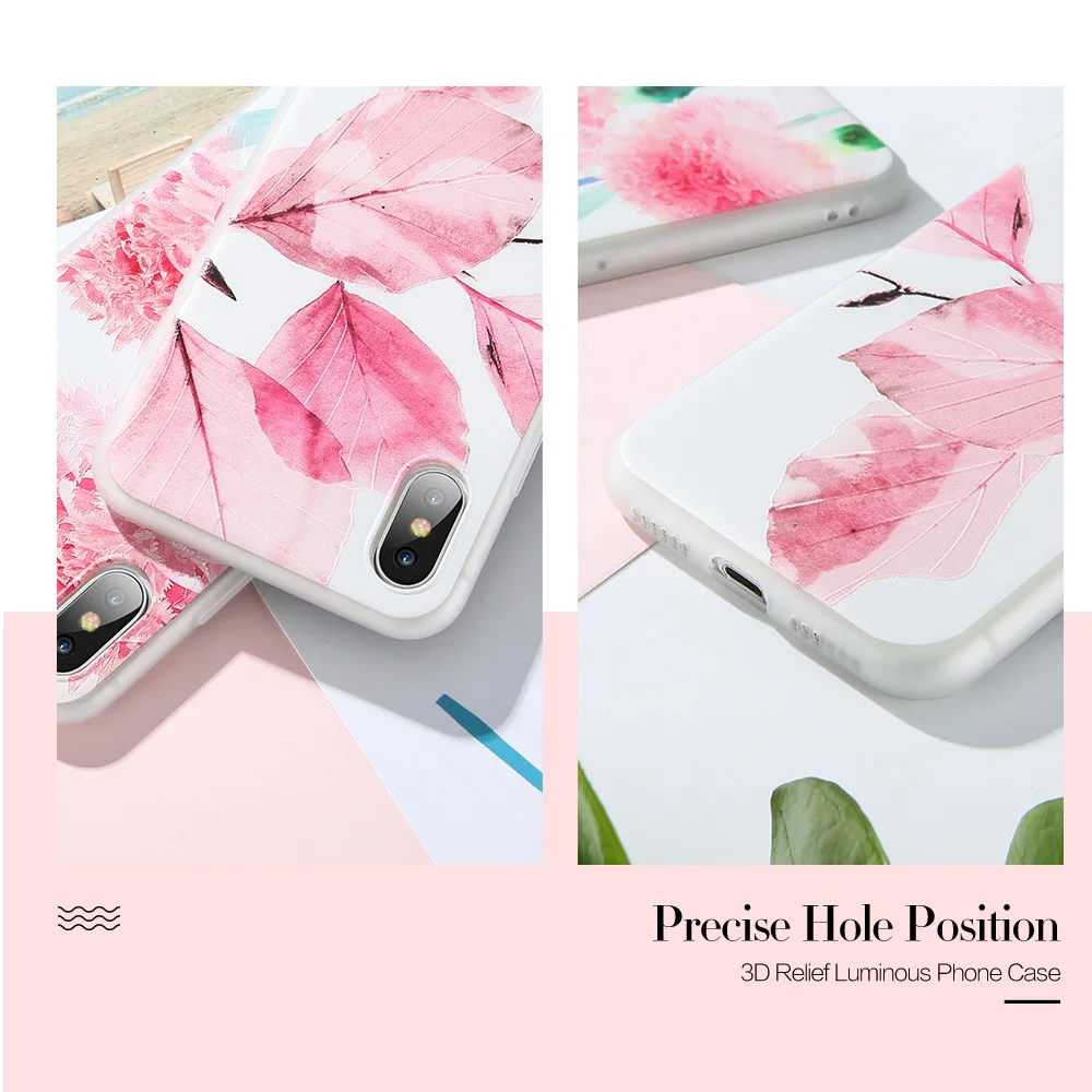 KISSCASE Emboss Floral Grily Cases For iPhone X XS XR Max 7 8 Plus Soft TPU 6 5 5s Se Phone Coques |