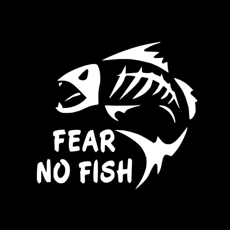 YJZT 13.8CM*12.7CM FEAR NO FISH Fishing Car Sticker For Auto Window Vinyl Decal Decor Black/Silver C24-0435 | Автомобили и