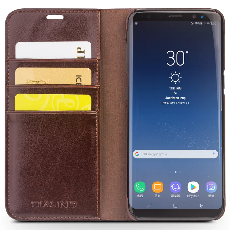 QIALINO кожаный чехол для samsung Galaxy S8 и плюс натуральная кожа сумка флип бумажник