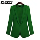 Пиджак Женский приталенный, черный блейзер, универсальный деловой костюм, повседневный Блейзер карамельных цветов, пальто, 5XL, весна-осень