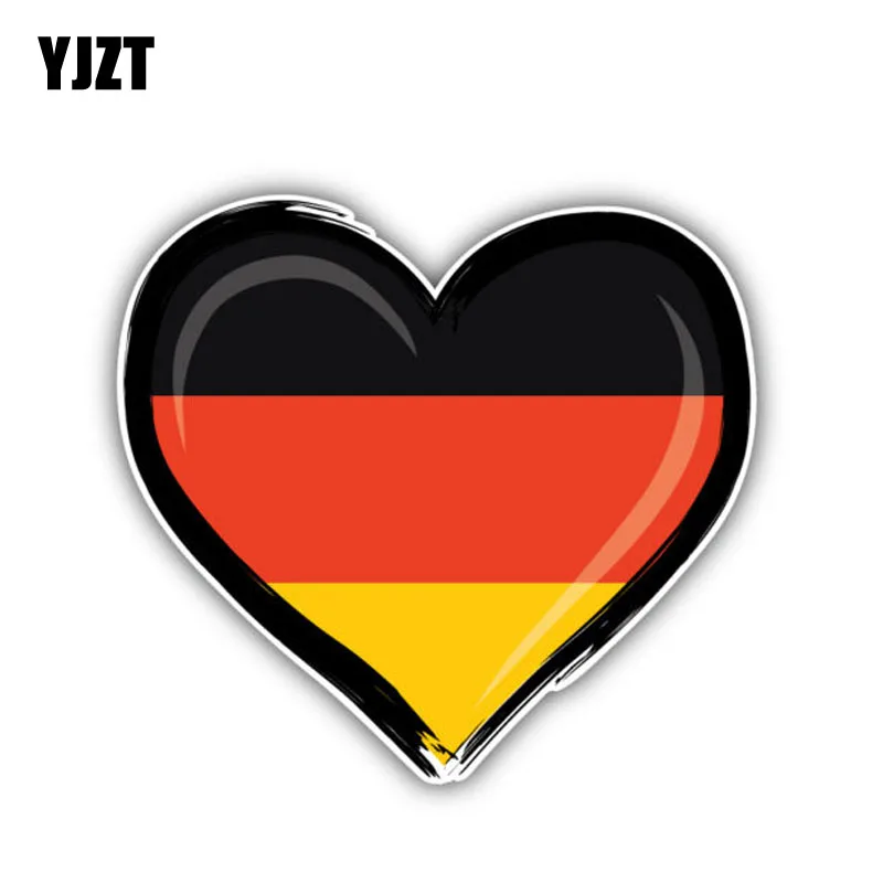 

YJZT 14CM*12.9CM Funny Germany Flag Heart Car Sticker Creative Decal 6-1333