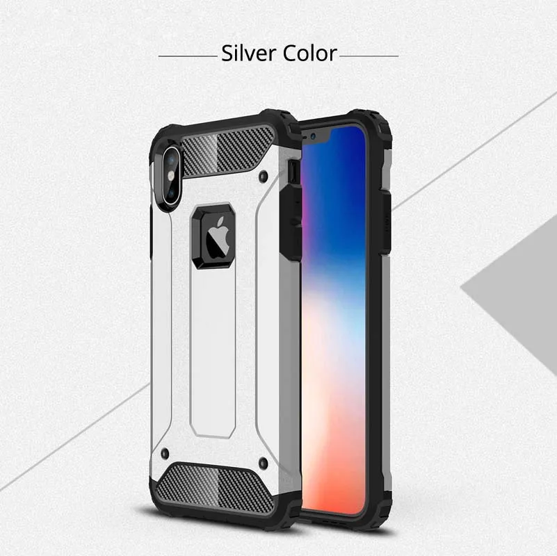 Чехол для iPhone 11 Pro Max XS XR X 8 Plus 7 6 6s 5S SE, чехол, защитный силиконовый противоударный Гибридный Твердый чехол для телефона на заднюю панель - Цвет: Silver Color
