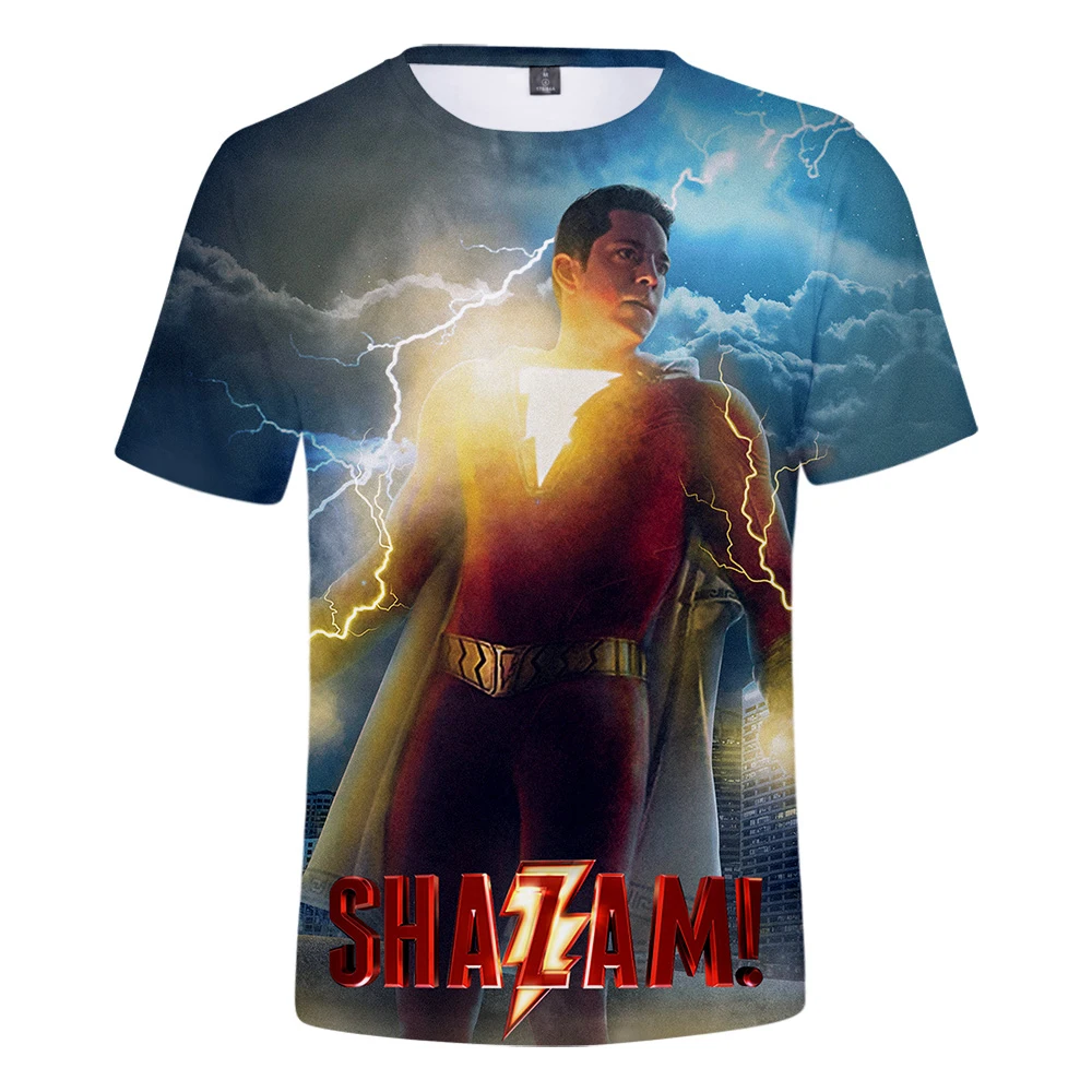 TJ Garment хит продаж 2019 футболка с 3D принтом thunderbolt Shazam Мужская/Женская летняя Harajuku