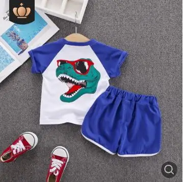 2019 Summer New Children Outfits Cute Cartoon Robot Cat Short Sleeve Suit Toddler Baby Clothes Costume for Kids 0-4Y SY-F192222 | Детская