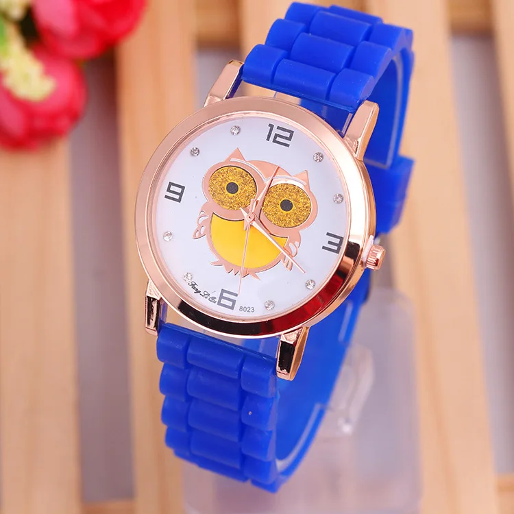 Новые женские силиконовые часы в стиле ретро с золотой совой модные наручные Reloj