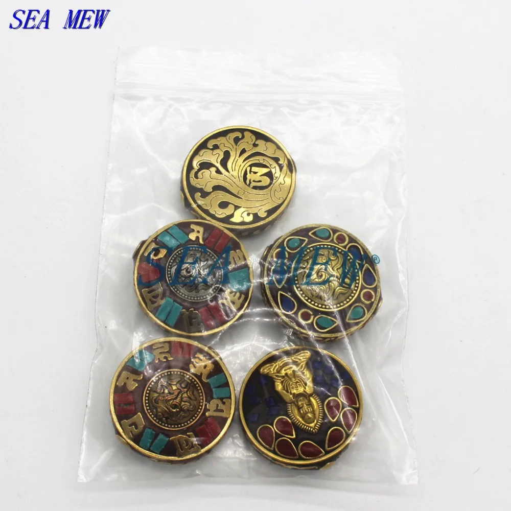 SEA MEW 5 шт 29 мм медные бусины винтажные Непальские бусины плоские бусины 2,1 мм бусины для изготовления ювелирных изделий