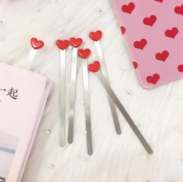 

Creative Red Love Bookmark Metal Kawaii Heart Love Bookmarks For Books Cute Stationery Items Teacher Gift