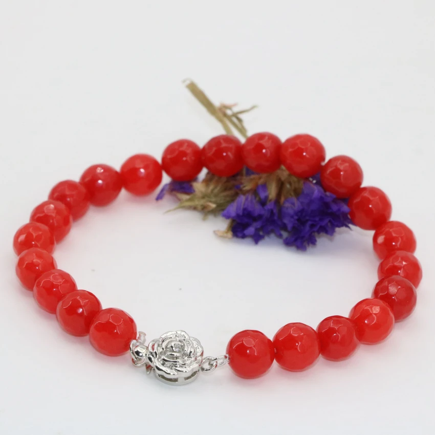 Очаровательный браслет для вечеринки подарок милый красный нефрит камень