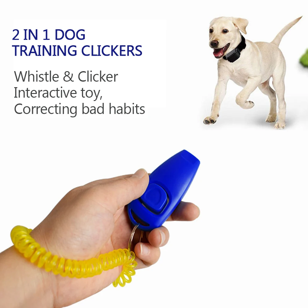 

4 шт., тренировочные кликеры для собак 2 в 1, свисток и кликер, инструменты для обучения домашних животных с ремешком на запястье, кольцо для кл...