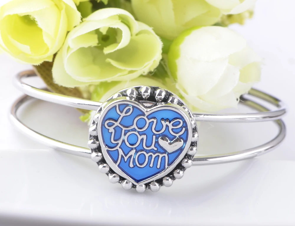 Модные пуговицы с голубым сердцем love you mom 18 мм подходят для браслетов ювелирные
