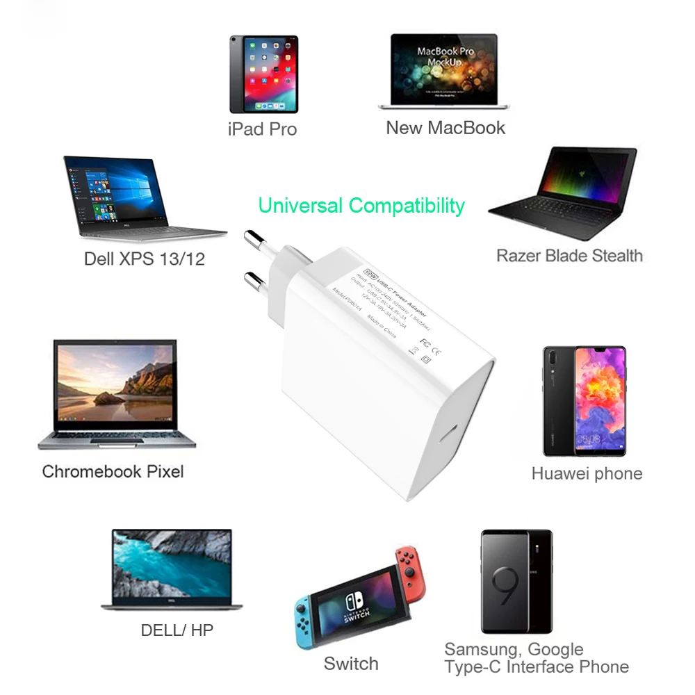 WOTOBE usb type C настенное зарядное устройство, 30 Вт с питанием, порт питания скорость PD3.0 для MacBook Pro/Воздушный iPad Pro iPhone Nexus