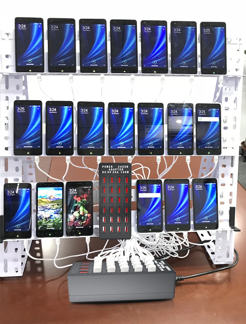 5V 20A 100W USB быстрая зарядка концентратор 24 порта умная зарядная станция USB зарядное устройство мобильный телефон планшет цифровой адаптер для iPhone iPad